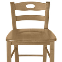 Sgabello di legno h66cm con schienale con manico con seduta massello noce chiaro