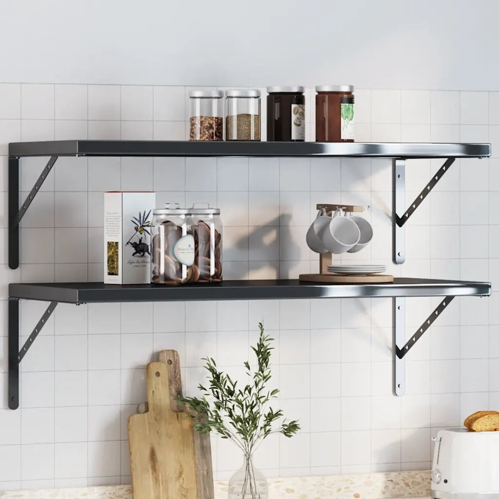 vidaXL Staffe per Mensola 4 pz 40x2,5x25 cm in Acciaio Inox Nero