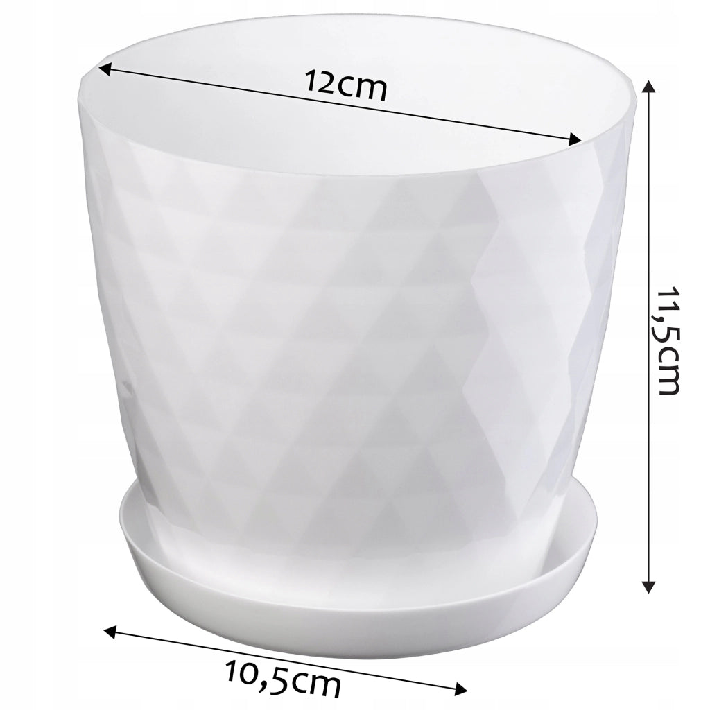 Vaso da fiori in plastica KADAX con supporto, coprivaso, per piante, 12 cm, bianco
