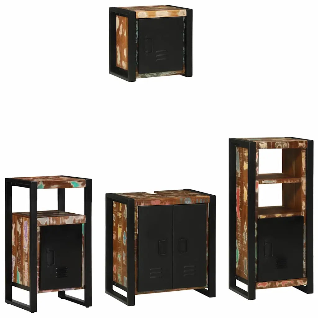 Set di mobili per il bagno 4 pcs Legno Recuperato Massello