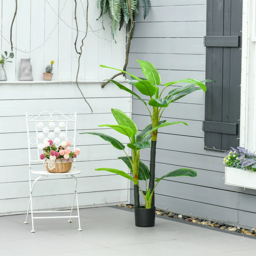 Banano Pianta in Vaso da 150cm, Albero di Banano Artificiale per Interno ed Esterno