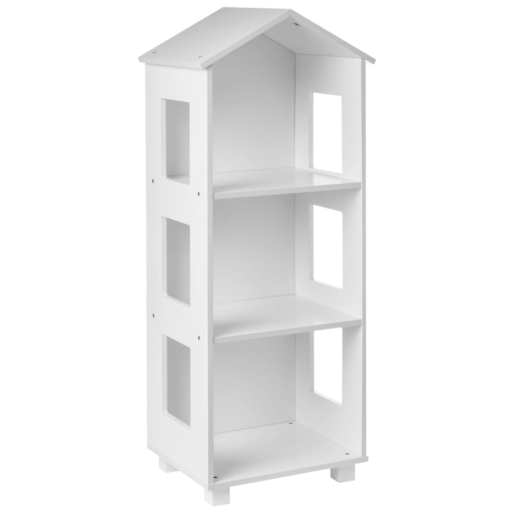 Libreria per bambini in MDF bianco a 3 ripiani per cameretta e sala giochi in stile scandinavo