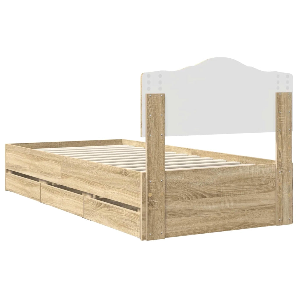 Struttura del letto con cassetto Rovere Sonoma 90 x 200 cm 3413042