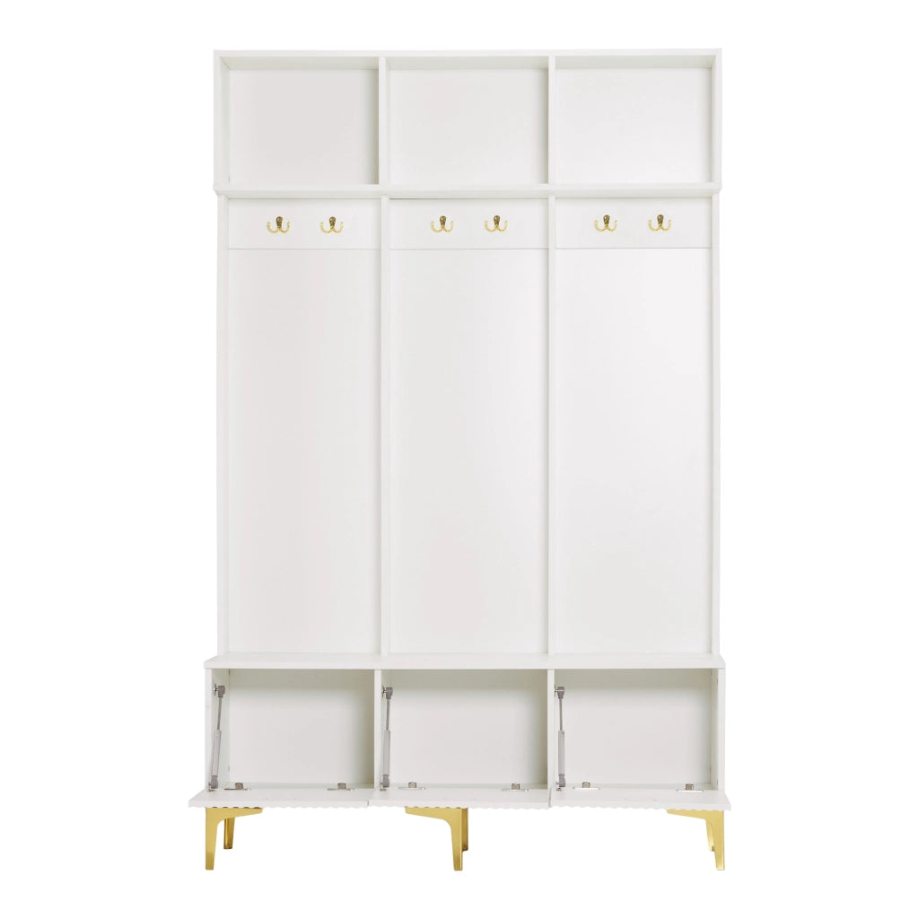 Set Ingresso con Panca e Appendiabiti ¨C MINIMAL ¨C Bianco, Ganci, 120x40x191.5 cm