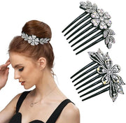 Accessori per capelli eleganti da 2 pezzi - con pietre strass - adatti per donne sensibili - ideale per regalo - progettato per un design lucido