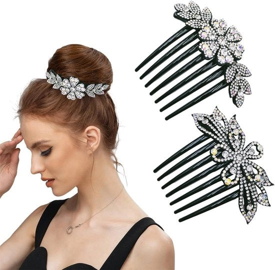 Accessori per capelli eleganti da 2 pezzi - con pietre strass - adatti per donne sensibili - ideale per regalo - progettato per un design lucido