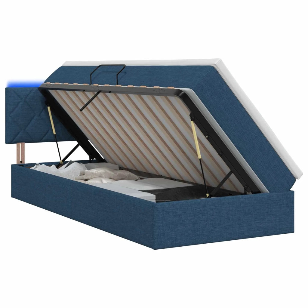 Letto con contenitore LED e materasso Blu 100 x 200 cm Tessuto 3459110