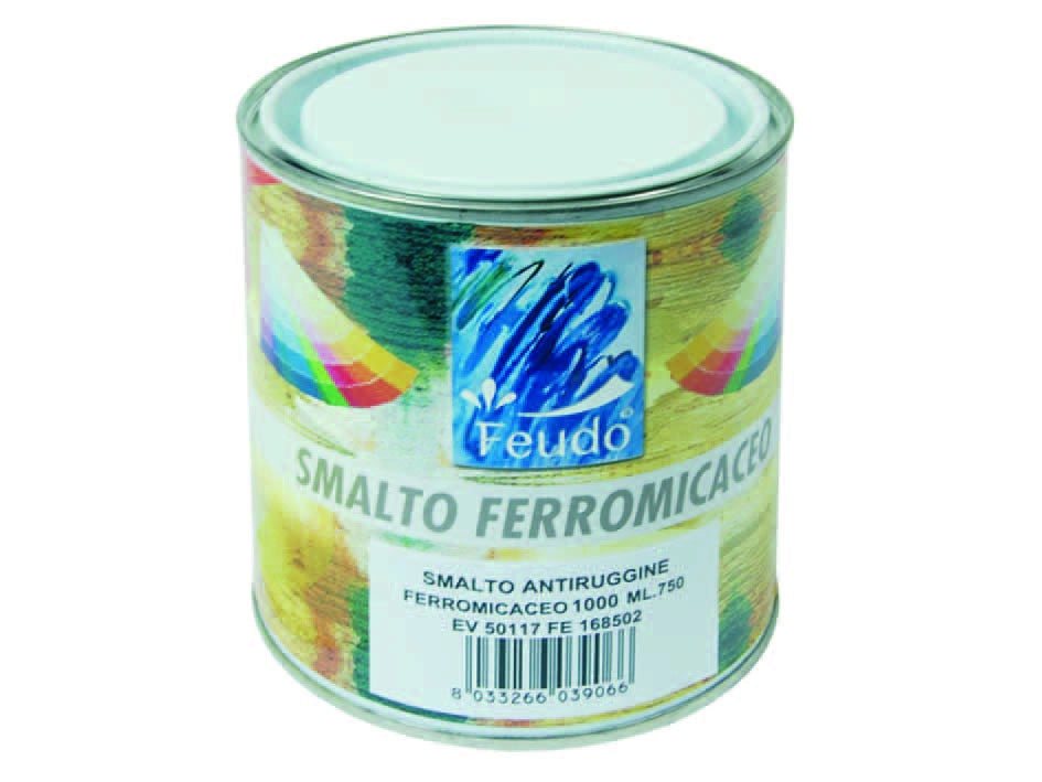 SMALTO SINTETICO FERROMICACEO (ANTI LACK)- - ml.750 grafite RAL 1000 - 6 pezzi FEUDO