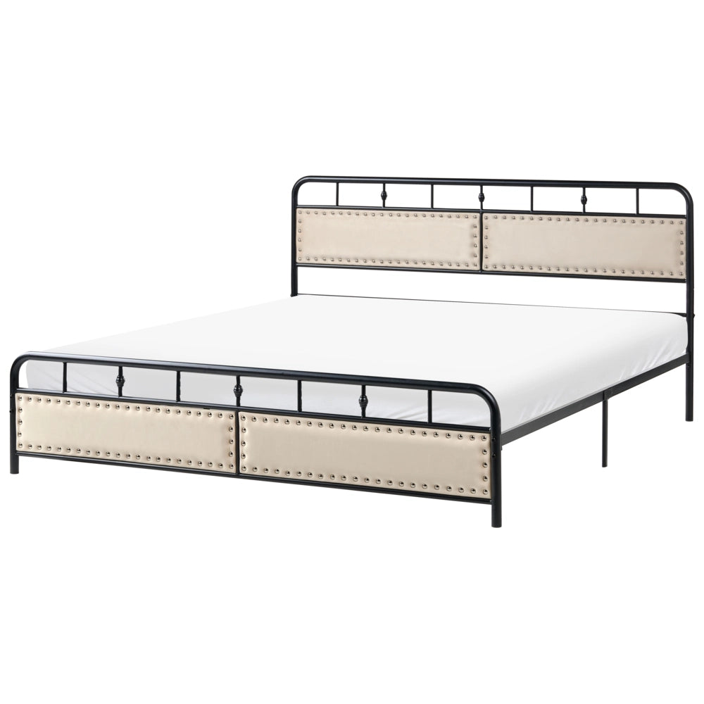 Letto in metallo nero con struttura a doghe rete 180 x 200 cm testiera moderna camera da letto