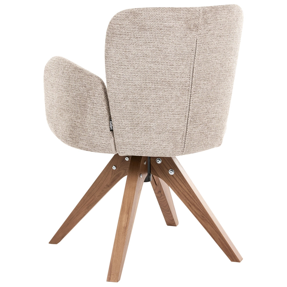 Set di 2 sedie da pranzo girevoli Rivestimento in tessuto tortora Base con gambe in legno girevoli in metallo