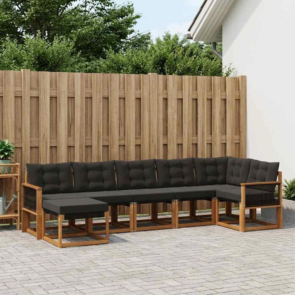 Set di divani da esterno 7 pz Naturale e Nero 3382096