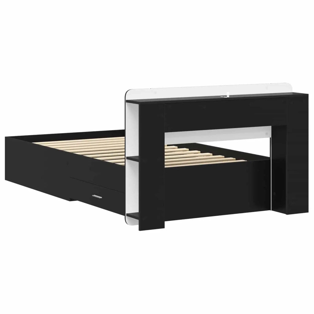 Telaio del letto con storage con cassetto Nero 75 x 190 cm 3433696