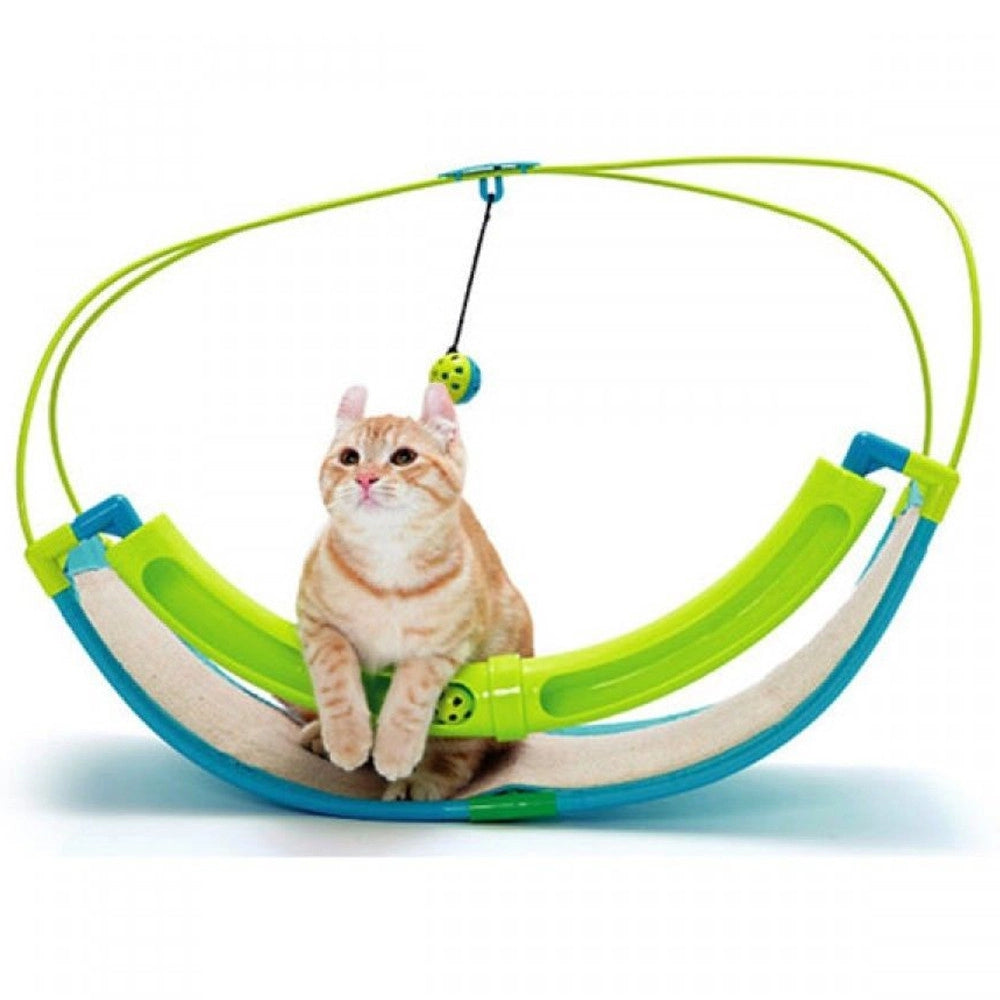 Trade Shop - Gioco A Dondolo Per Gatto Gatti Tiragraffi Con Pallina Stimolante Rocking Roller -