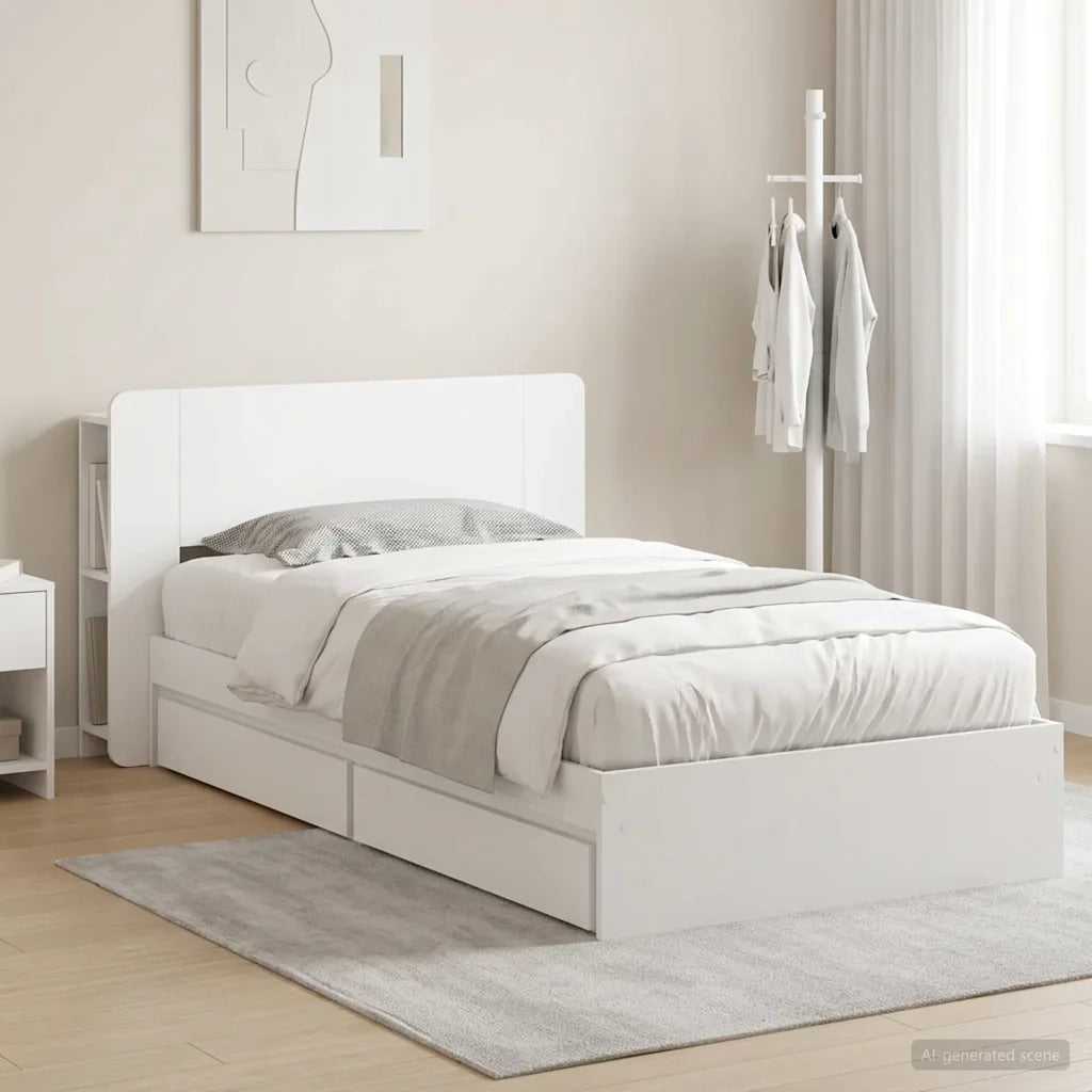 Telaio del letto con storage con cassetto Bianco 90 x 200 cm
