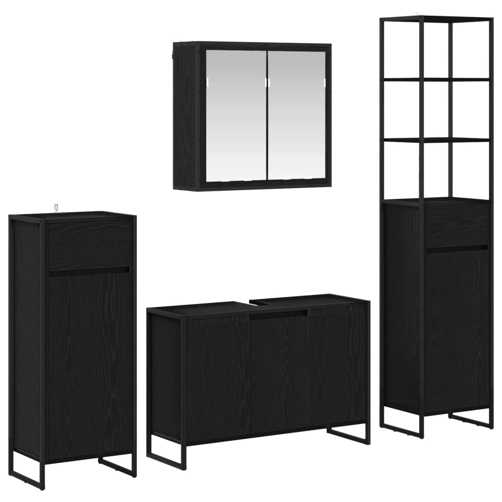 Set di mobili per il bagno Rovere Nero Legno multistrato