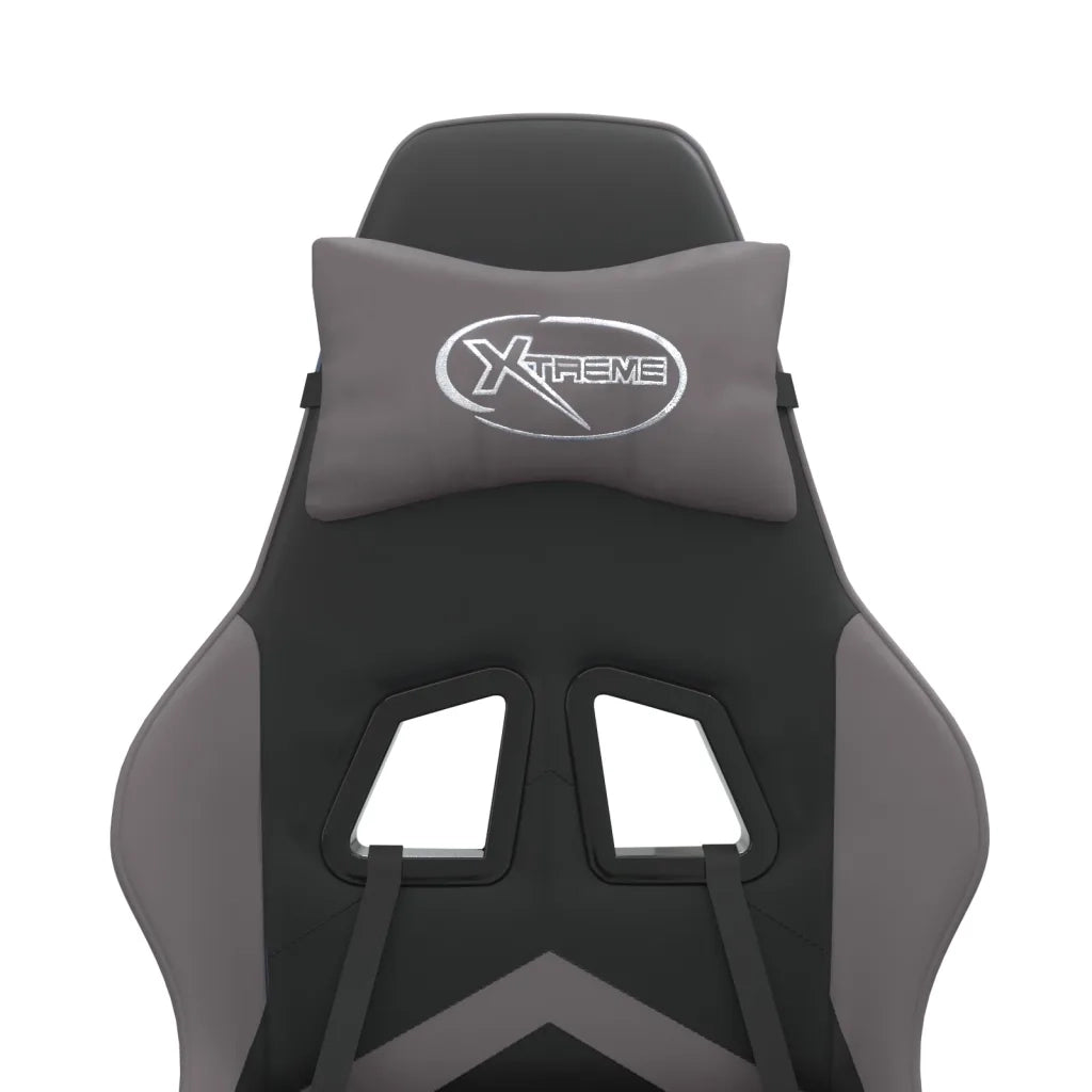 Sedia da Gaming Girevole Nera e Grigia in Similpelle 349595