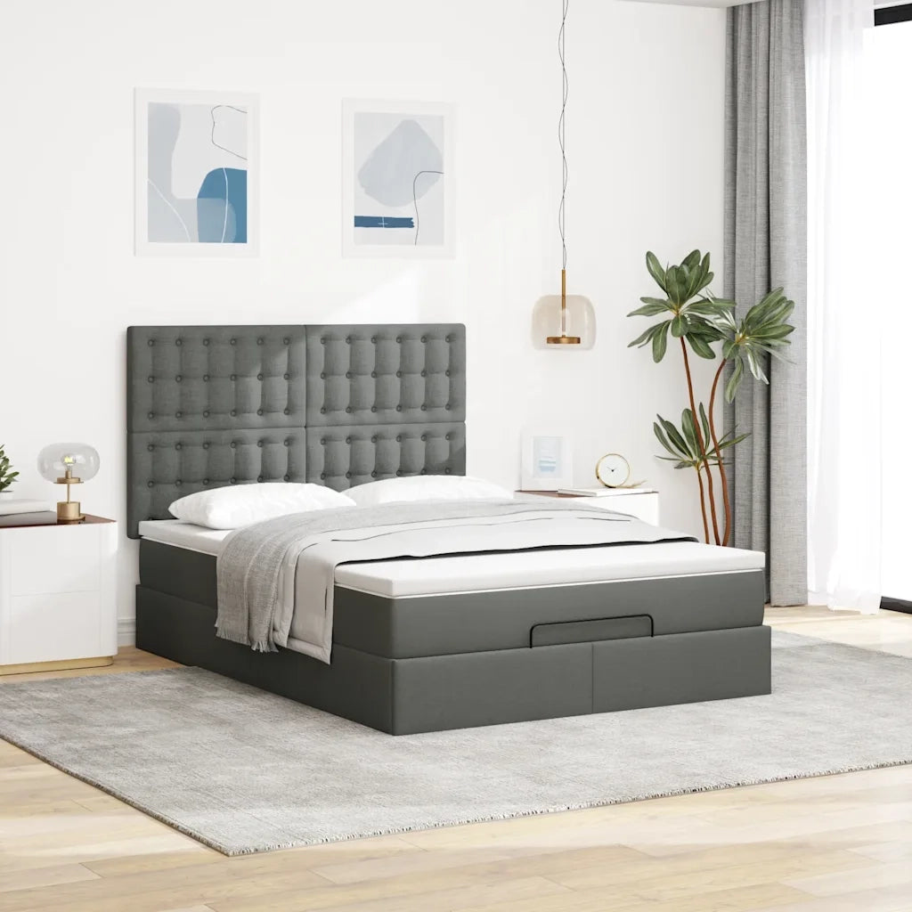 Struttura Letto Pouf con Materasso 140x190 cm in Tessuto 3314170