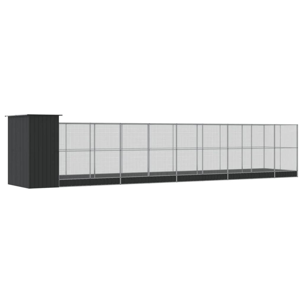 Voliera a gabbia con estensione in argento 1037 x 203 x 216 cm acciaio argento 02_0045642