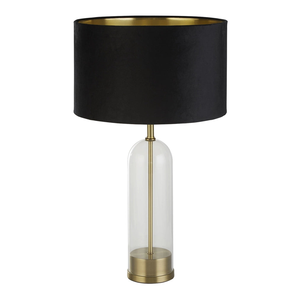 Lampada da tavolo Oxford - Vetro, metallo ottone e paralume in velluto nero