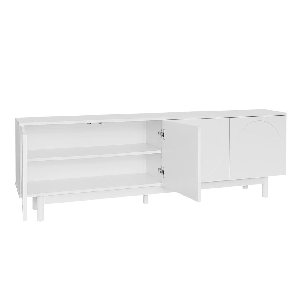 Mobile TV 4 Ante con Ripiani Regolabili per Soggiorno, Bianco, 175 × 38 × 56 cm