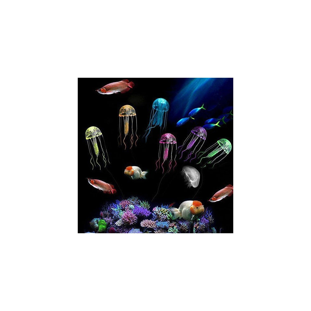 Trade Shop - Decorazione Medusa In Silicone Per Acquario Dolce E Marino Fluorescente Pesci -