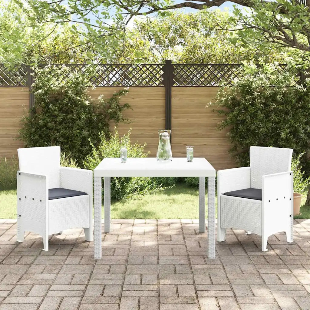 Set da Pranzo per Giardino 3 pcs Bianco Polipropilene