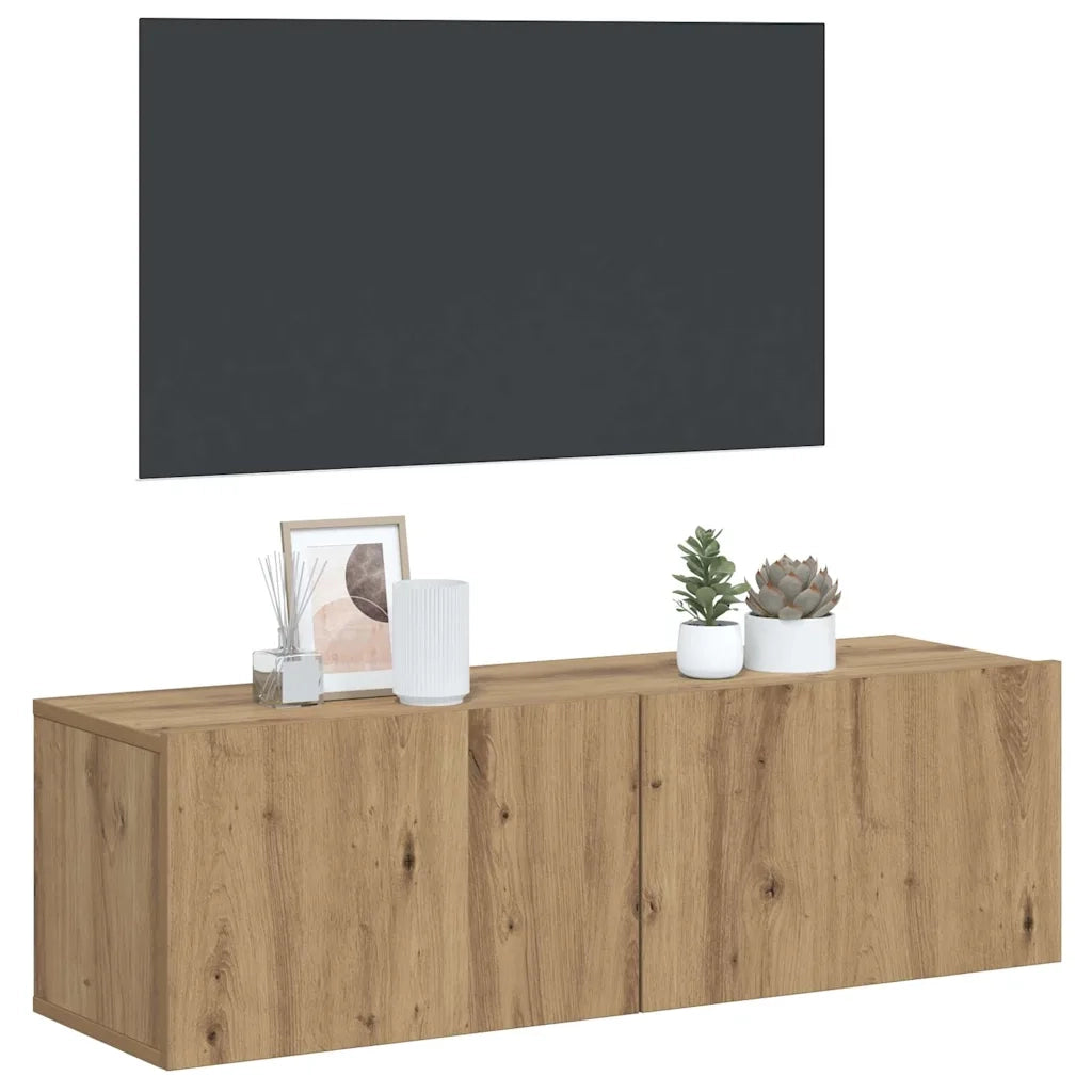 Mobile TV a Parete | Armadietto TV | Mobile Porta TV Rovere Artigianale 100x30x30cm in Truciolato