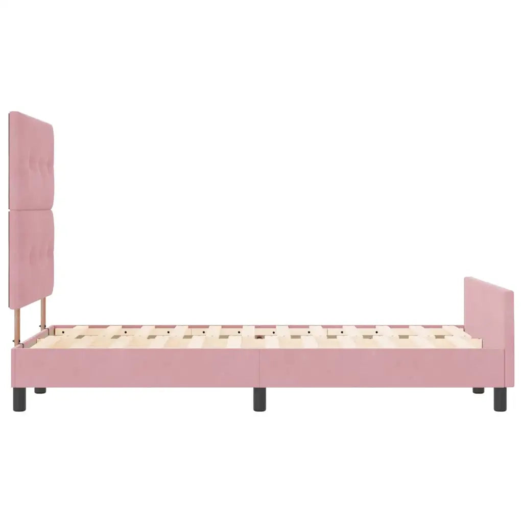 Letto a molle con testiera Rosa 120 x 190 cm Velluto 3344932