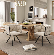 Set di 6 sedie da pranzo girevoli 360° in velluto beige