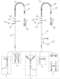 Rubinetto per cucina industriale professionale completo in ottone