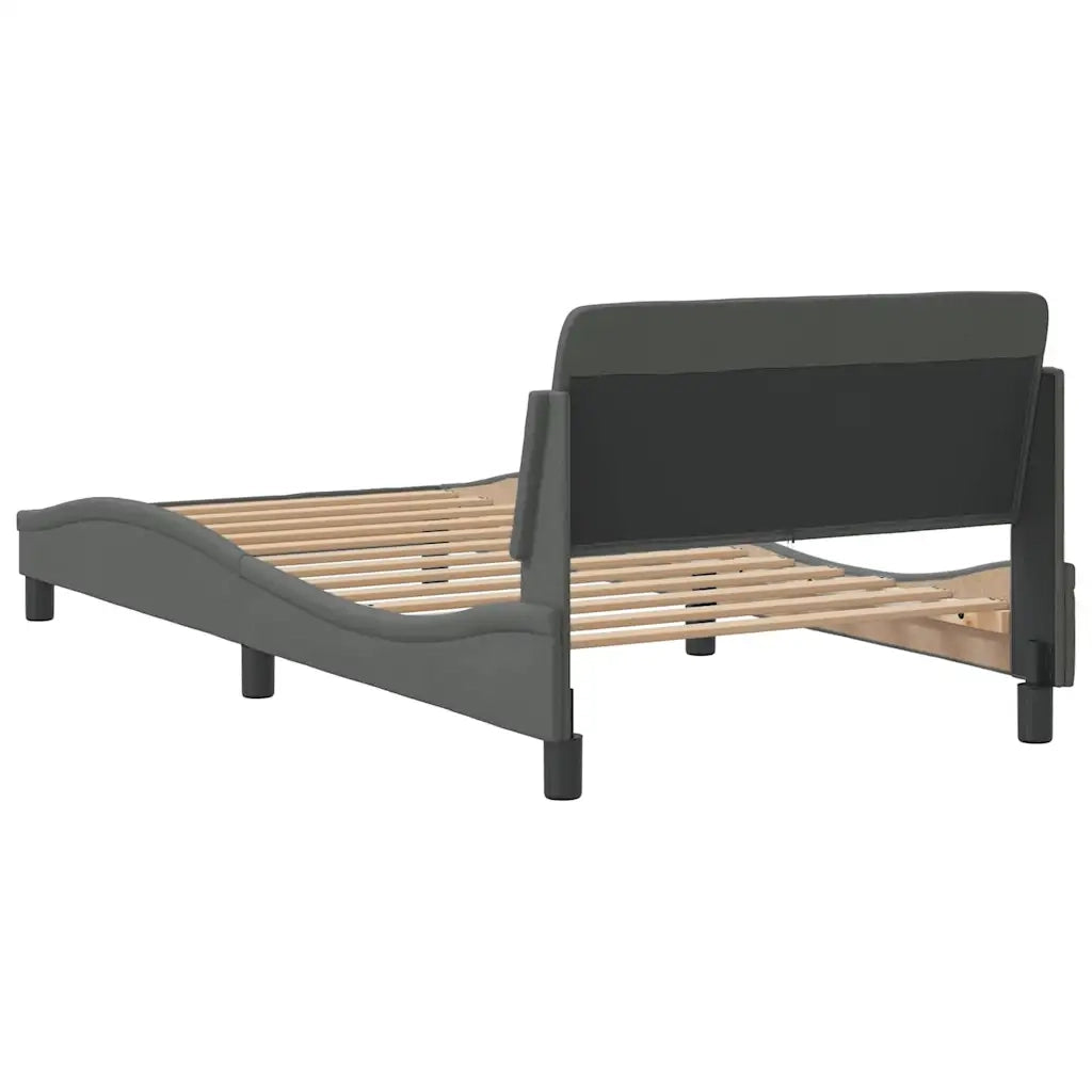 Letto singolo | Letto per adulti | Giroletto Dover Grigio Scuro 100x200 cm Tessuto