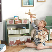 Libreria per bambini 63x30x66 cm con 3 scomparti piccoli; 2 medi e 1 grande in legno verde