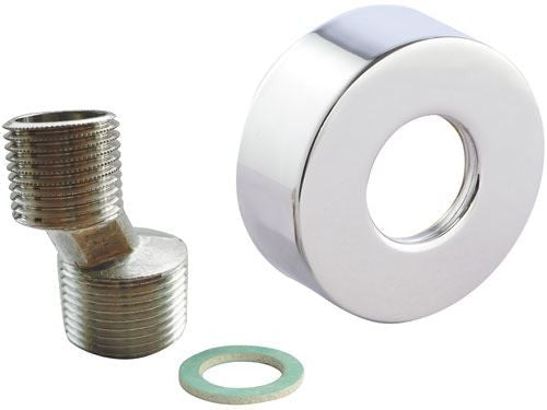 Eccentrico per gruppi 1/2 x 3/4, con rosone minimale in ottone cromato