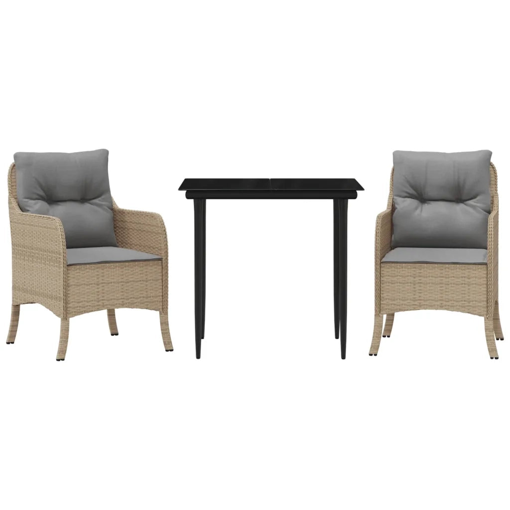 Set da Pranzo da Giardino 3 pz con Cuscini Beige in Polyrattan 3211976