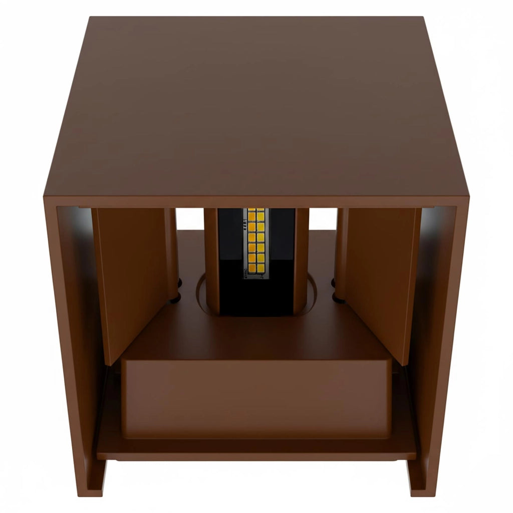 Applique LED cubo Marrone da Esterno 12W LED Lampada Parete IP65 Impermeabile fascio di Luce Regolabile LED CCT da 3000K a 6000K