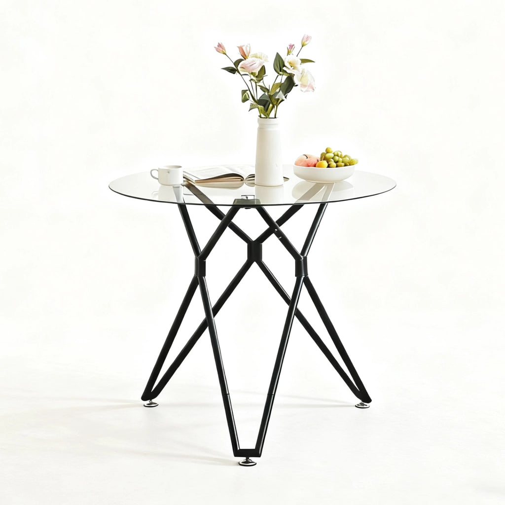 Tavolo da pranzo rotondo in vetro nero Ø 90 cm