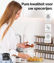 Set di contenitori per spezie quadrati a tenuta d'aria 36 pezzi [incluso etichette & strooier] - Set di contenitori per spezie in vetro - Contenitori per spezie - Conservazione delle spezie - Contenitori per spezie in vetro