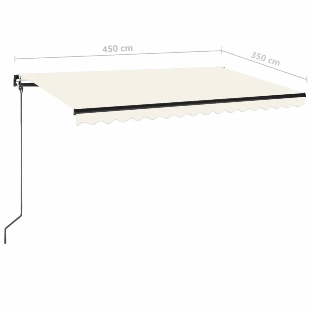 Tenda da Sole Retrattile Manuale LED 450x350 cm Crema 3069202
