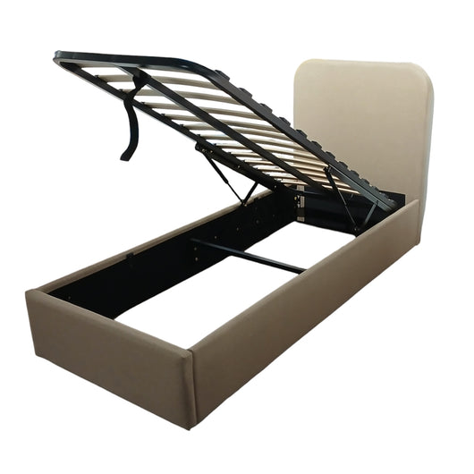 LETTO ANDY CON CONTENITORE SINGOLO IN TESSUTO COLORE CORDA  CM.80X190