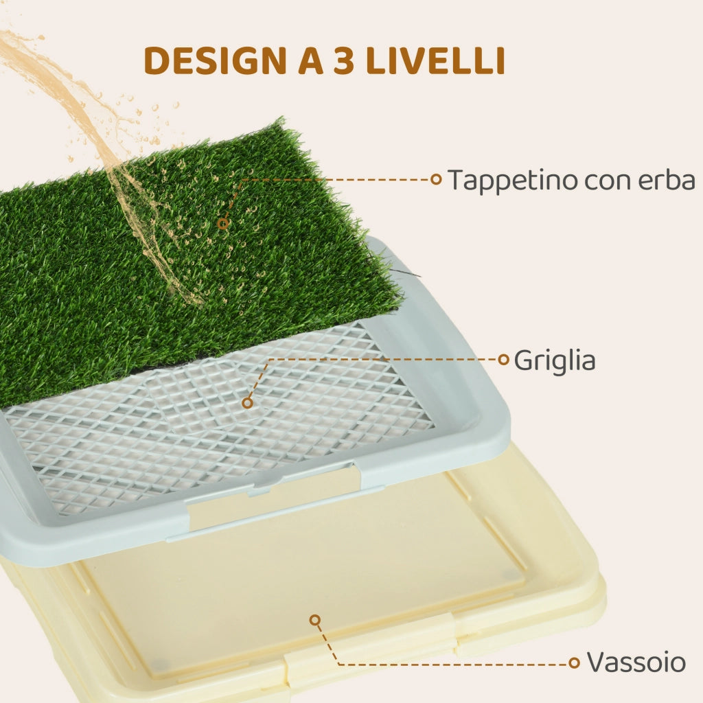Lettiera per Cani 3 Strati con Prato Sintetico ¨C zephmum ¨C Grigia 46.5x34x5.5 cm
