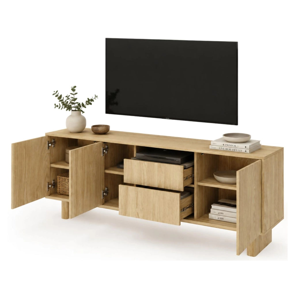 Kamani, Mobile Porta tv 2 Cassetti, 183x38x62h cm Marrone Rovere