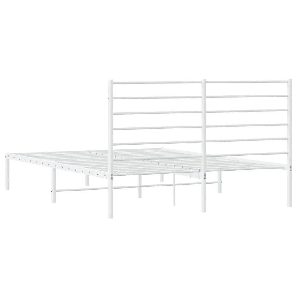 Letto matrimoniale | Letto per adulti | Giroletto con Testiera Metallo Bianco 150x200 cm