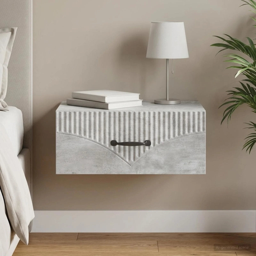 Mobiletto da notte a muro Grigio Cemento 49 x 34,5 x 20 cm 898961