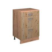 Mobile per mansarda Rion Rovere artigianale/Rovere dorato 60 x 83.8 cm senza inclinazione con 3 cassetti Vicco