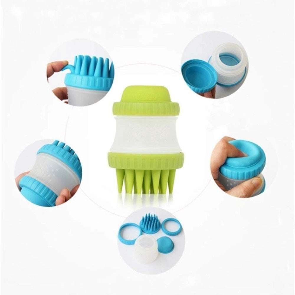 Trade Shop - Spazzola Silicone Con Serbatoio Shampoo Pettine Peli Corti Lunghi Massaggiante Cane -