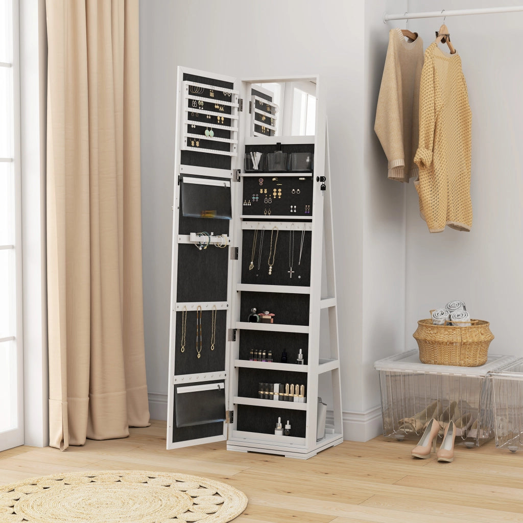 Armadio per gioielli con specchio e cassetti ¨C zephmum ¨C in legno bianco 40x30x15