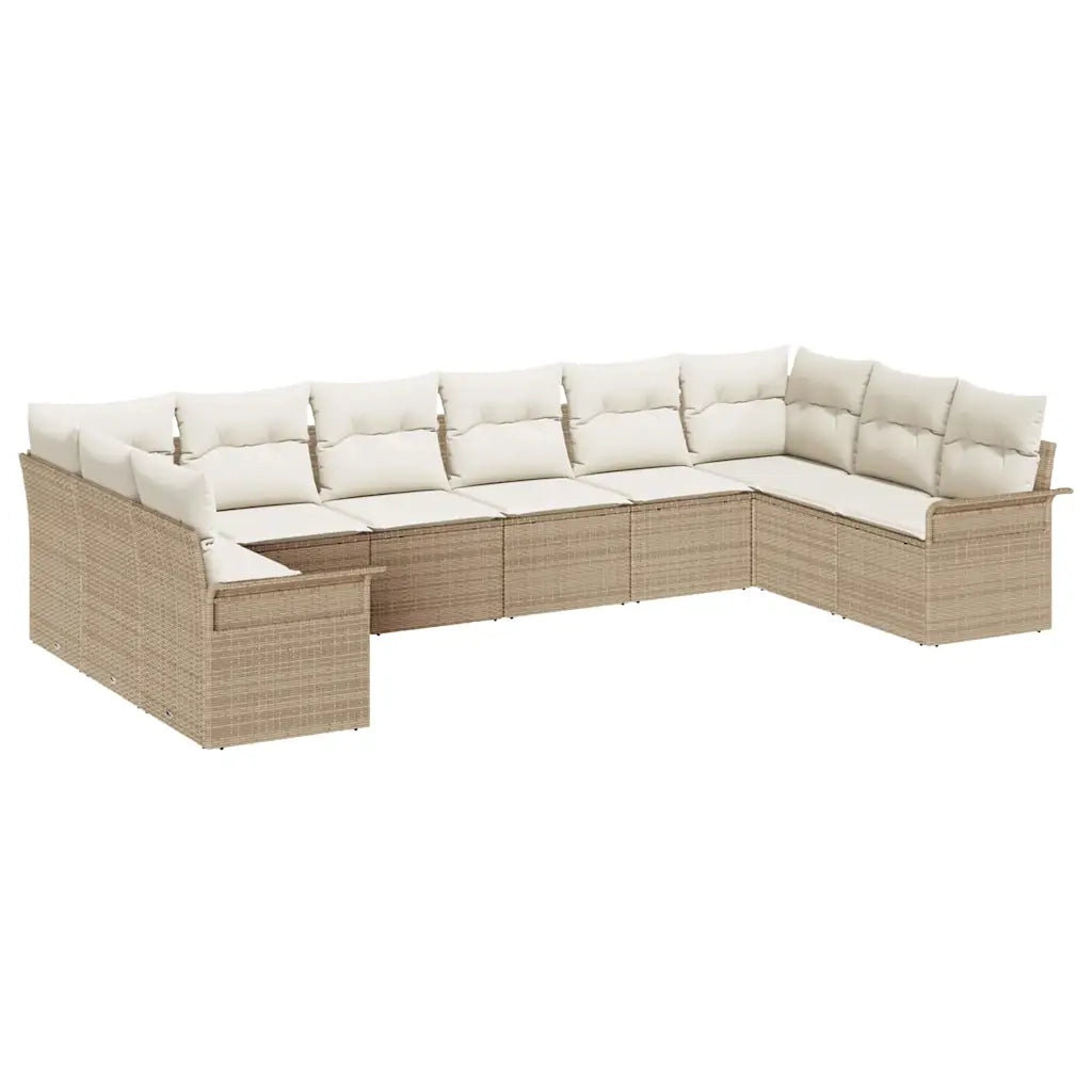 Set Divano da Giardino con cuscino 10 pcs Beige polyrattan 3345541