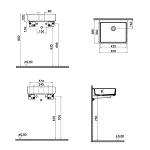LAVABO ARCHIPLAN CERAMICA BIANCA 45CM