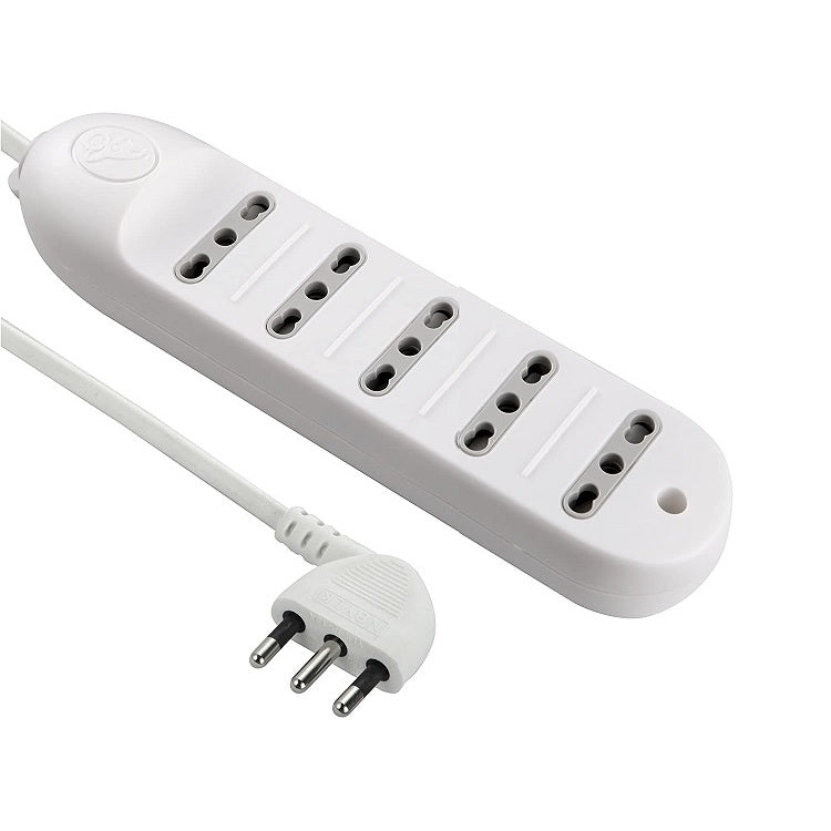 MULTIPRESA CON 5 PRESE BIVALENTI 10/16A BIANCA.