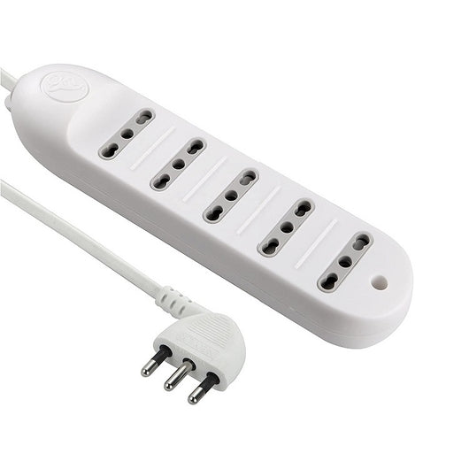 MULTIPRESA CON 5 PRESE BIVALENTI 10/16A BIANCA.